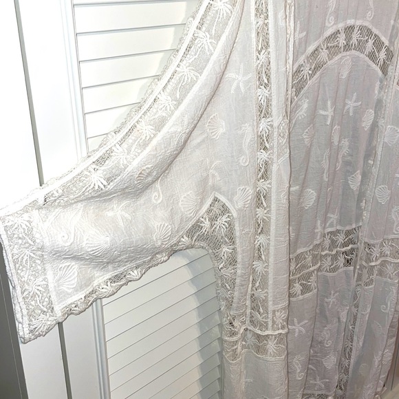 Lounge Beach Poolside Wear Bathing Suit Cover Up. White Lace USA Petsche S M - Picture 2 of 5